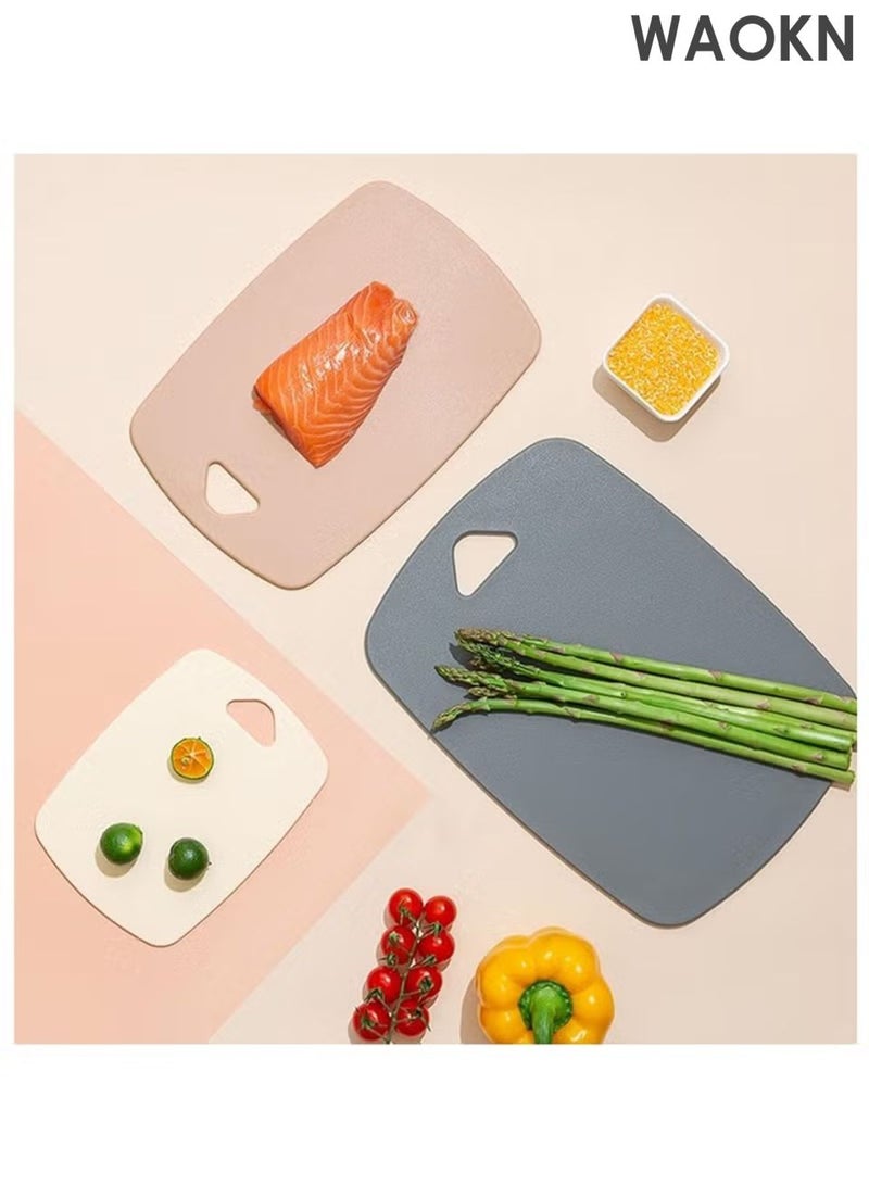 دبليو أيه أو كي أن لوح تقطيع المطبخ، 3 قطع من ألواح التقطيع البلاستيكية غير القابلة للانزلاق وآمنة للاستخدام في غسالة الأطباق، لوح تقطيع محمول على الوجهين، مجموعة ألواح تقطيع آمنة للطعام للفواكه واللحوم والخضروات، لوح تقطيع للمطبخ لأنواع مختلفة من الطعام (وردي). - Image 2