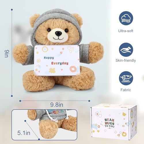 Osacoe Get Well Soon Teddy Bear Stuffed Animal with Gift Box Removable Hoodie for Comfort and Love, for Kids, Women & Men in Tough Time, Get Well Soon Gifts Basket with Beautiful Greeting Card - Image 5