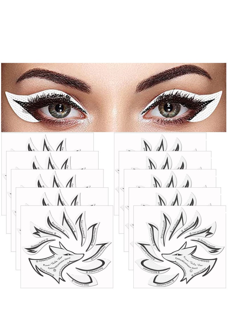 سيوسي - ملصق استنسل لظلال العيون من Cat ، مجموعة ملصقات Stamp Pad Stencil من أجل ظلال العيون وكحل العيون لأساسيات المكياج للمبتدئين (12 نمطًا) - Image 1