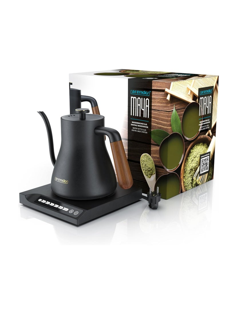 Arendo Stainless Steel Kettle with Temperature Setting - Real Wood Handle & Keep Warm Function
