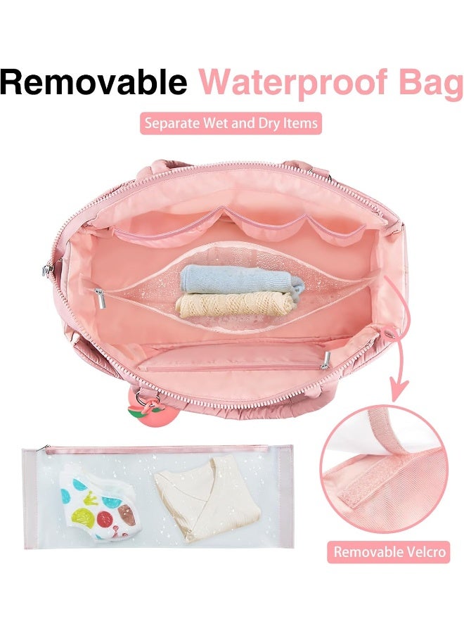 KUBYA Diaper Bag Tote, Baby Diaper Tote Bags Crossbody Hospital Bag Travel Large Mommy Bag, with Silicone Pacifier Case - Image 3