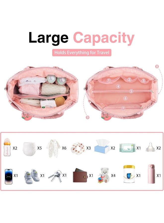 KUBYA Diaper Bag Tote, Baby Diaper Tote Bags Crossbody Hospital Bag Travel Large Mommy Bag, with Silicone Pacifier Case - Image 2