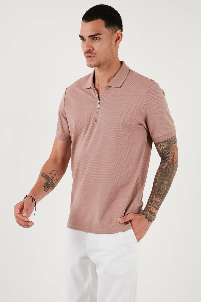 Buratti Cotton Regular Fit Zippered Polo Neck T Shirt Men's Polo Neck T Shirt 5902915