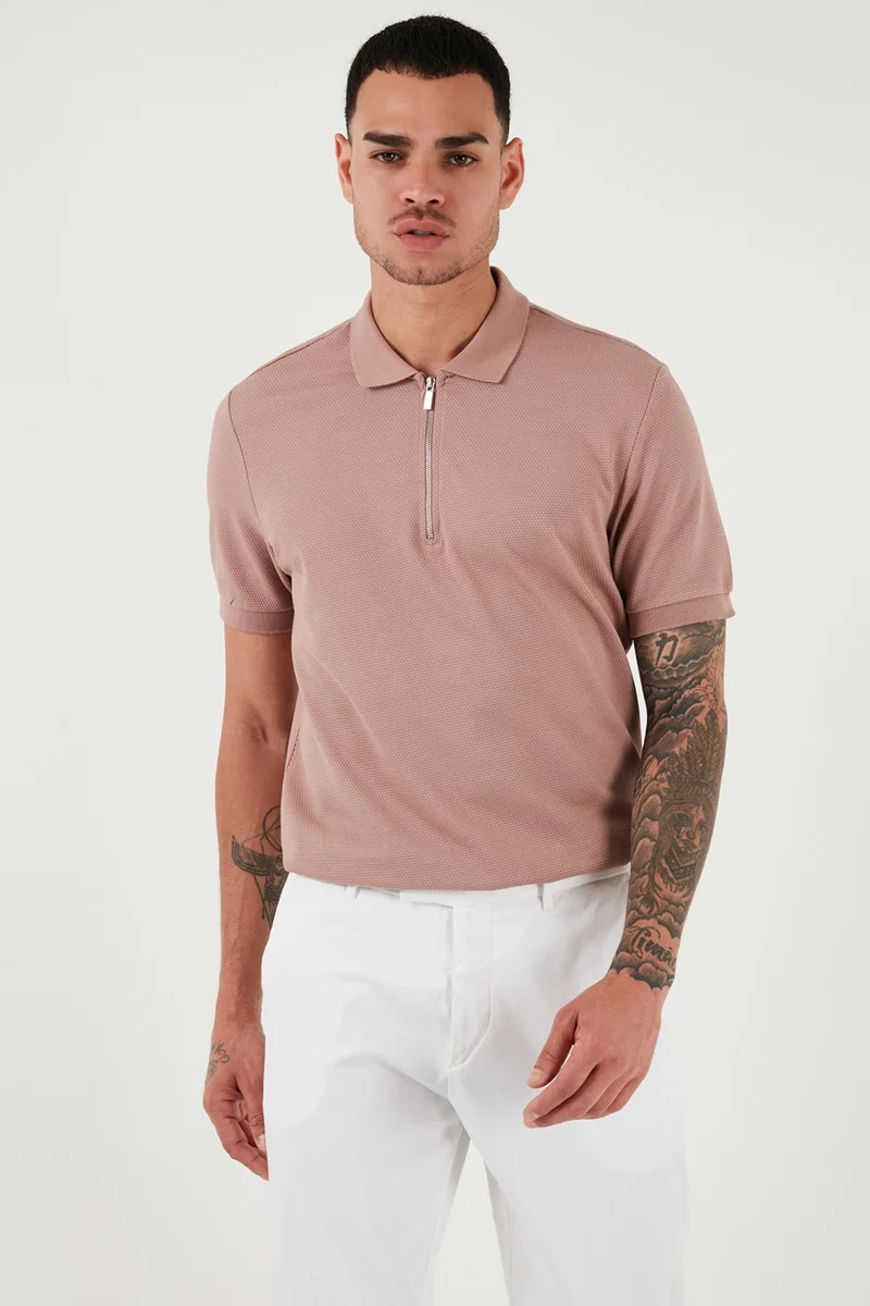 Buratti Cotton Regular Fit Zippered Polo Neck T Shirt Men's Polo Neck T Shirt 5902915