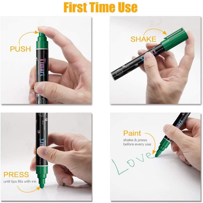 Timart Liquid Chalk Markers, 6mm Bold Tip Chalk Pens, Dry Erase Marker Pens for Chalkboards, Signs, Blackboards, Windows, Glass- Reversible Tip, First Day of School Board Chalk Pens (Classic) - Image 5