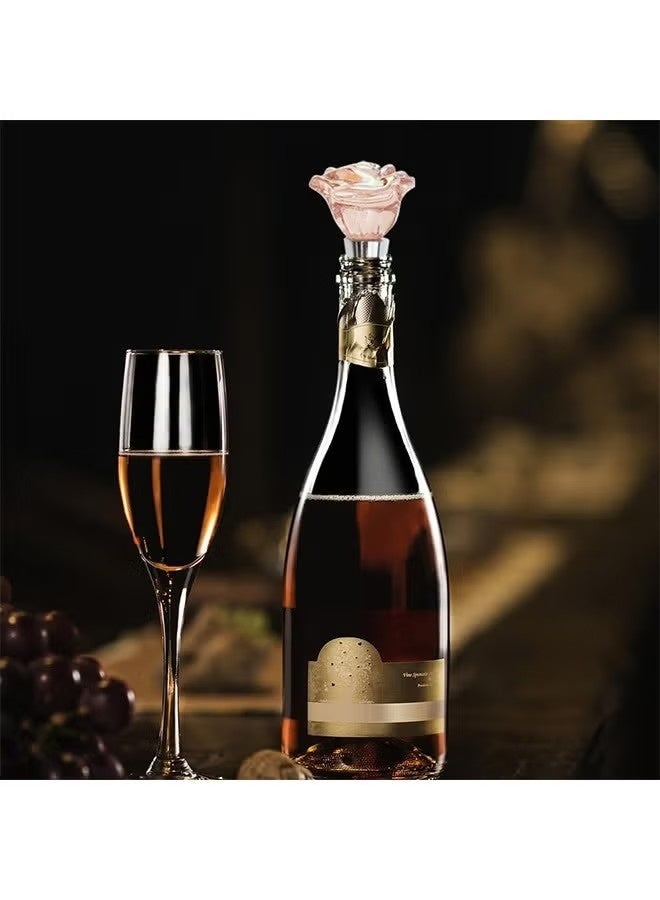 2 PACK Rose Wine Stopper, Bottle Stopper Wine Saver, Reusable Wine Corks For Beverage, Wine Accessories Gifts for Wine Lovers, Wedding - Image 4