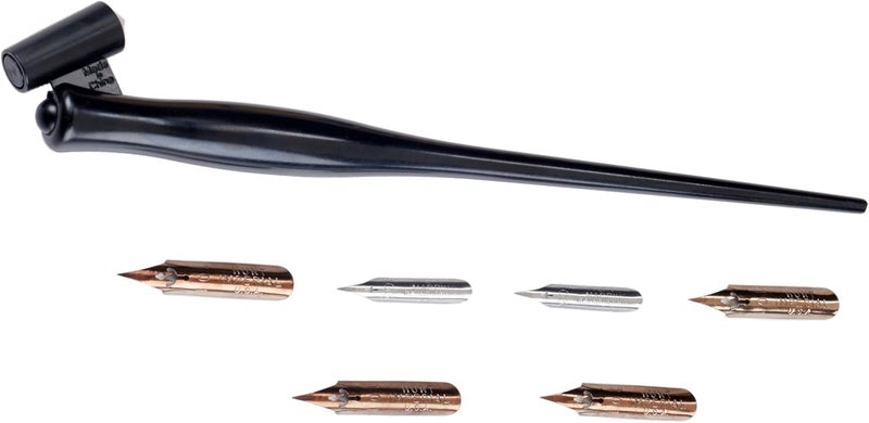 Speedball مجموعة أقلام مائلة من سبيدبول مع 1 حامل قلم، 4 رؤوس أقلام، و 2 نقطة قلم للخط - Image 3