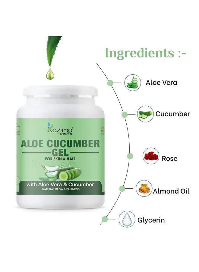 KAZIMA Aloe Cucumber Gel With Pure Aloe Vera & Cucumber For Face, Skin & Hair - Exfoliate Skin, Reduces Acne Scars, Wrinkles, Sunburn, Dark Circles & Moisturizes Skin (1Kg)  - Image 3