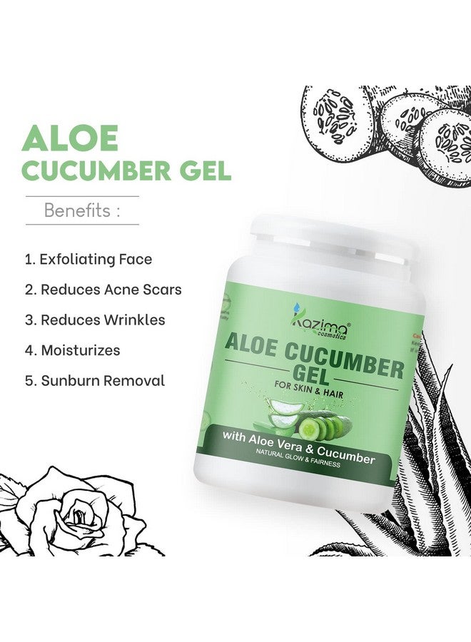 KAZIMA Aloe Cucumber Gel With Pure Aloe Vera & Cucumber For Face, Skin & Hair - Exfoliate Skin, Reduces Acne Scars, Wrinkles, Sunburn, Dark Circles & Moisturizes Skin (1Kg)  - Image 4
