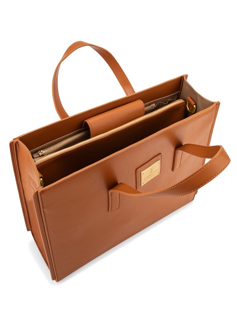 HOLBORN CLASSIC Lyra Tote Bag - Brown - Women's Work Bag - Vegan Leather  - Image 4