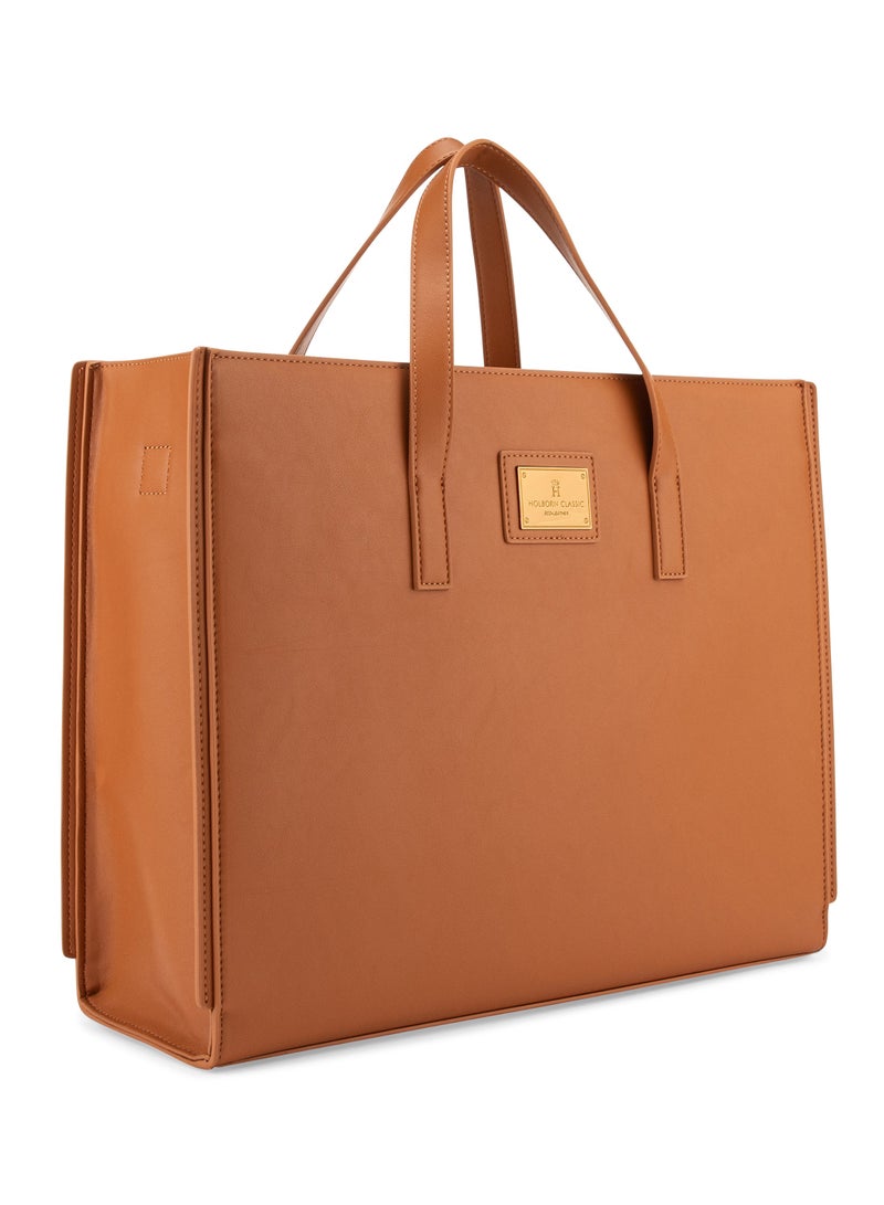HOLBORN CLASSIC Lyra Tote Bag - Brown - Women's Work Bag - Vegan Leather  - Image 2