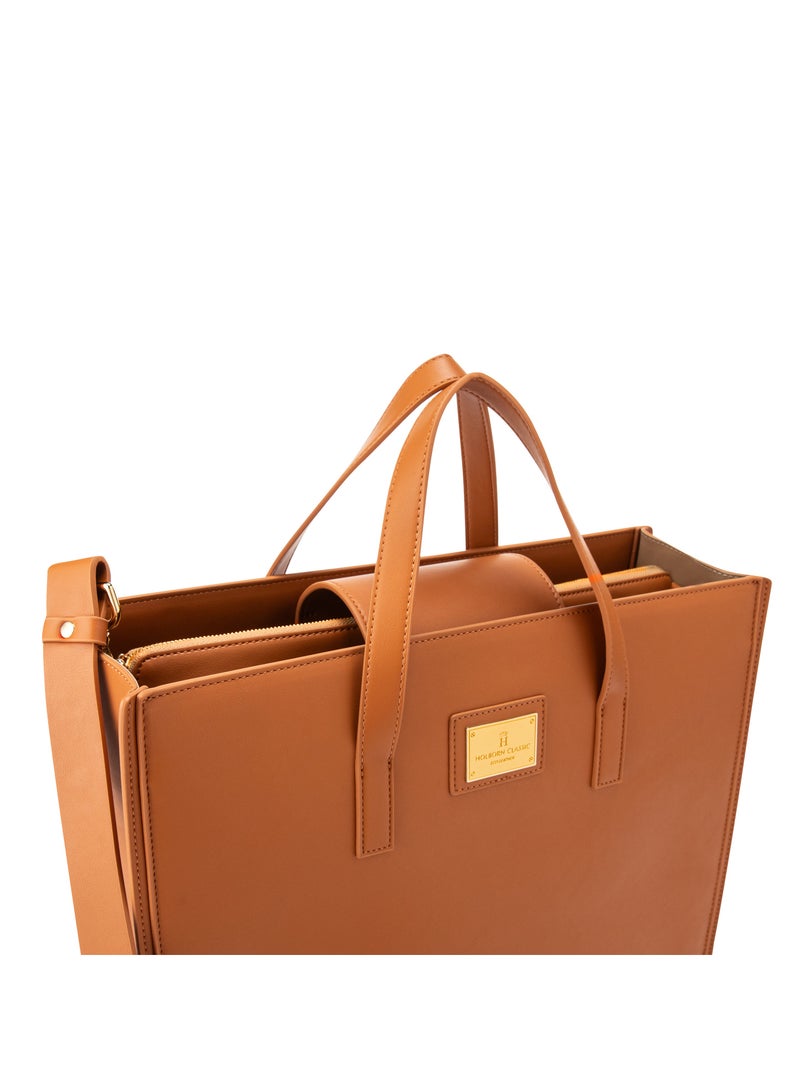 HOLBORN CLASSIC Lyra Tote Bag - Brown - Women's Work Bag - Vegan Leather  - Image 3