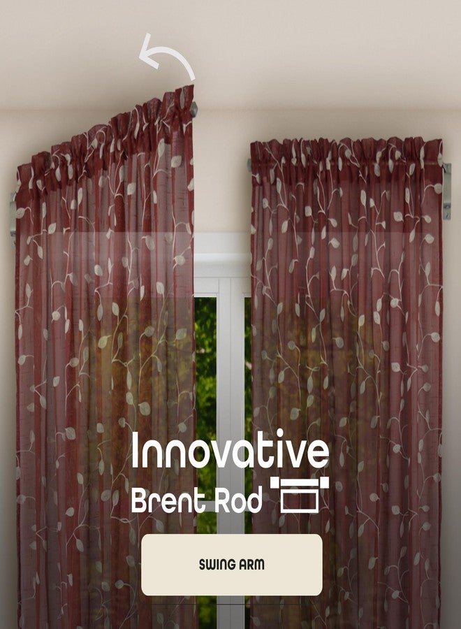 Achim Innovative Brent Swing Arm Window Curtain Rod, Nickel - 1/2" Rod Diameter Fits Windows Size 20" - 36" - Stainless Steel Heavy Duty Drapery Rods for Bedroom, Living Room, Kitchen & Bathroom - Image 2