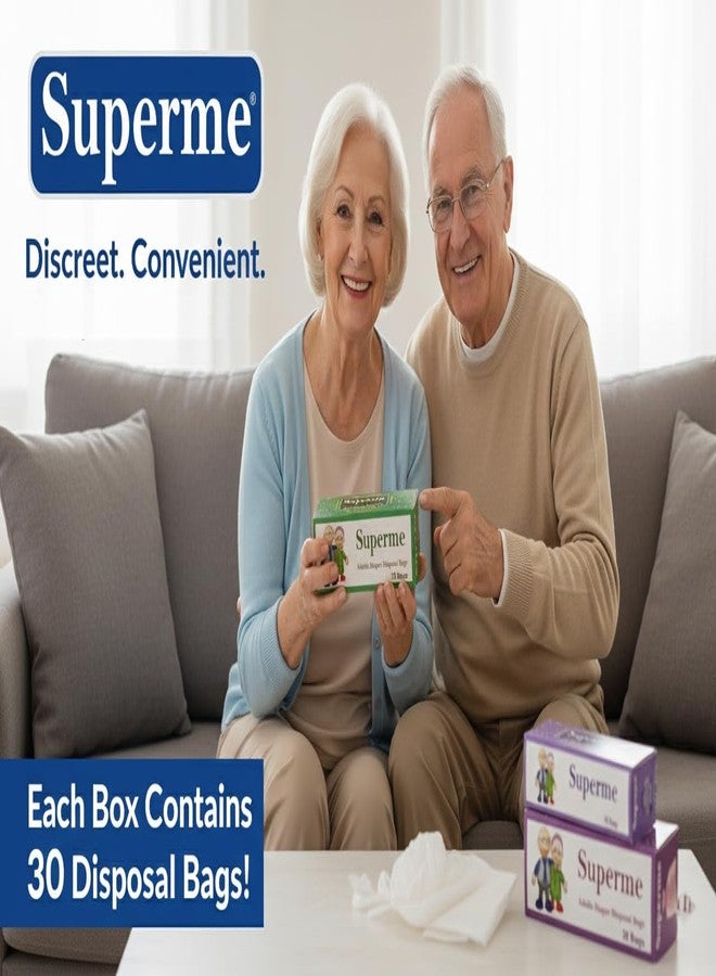 Superme Adults Diaper Disposable Bags Pack of 3 boxes (90 bags) Size 17 IN X 19 IN| Leak-Proof Bags for Discreet Disposal of Diapers | Extra Large Size, Specially Designed For Adult Diaper Disposal - Image 3