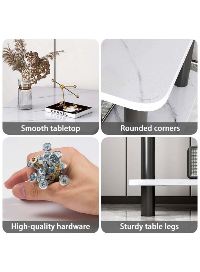 شويوين طاولة جانبية للأريكة ذات طبقتين مع رف مفتوح، طاولة قهوة جانبية مع أرجل خشبية لغرفة النوم وغرفة المعيشة وغرفة المكتب، سهلة التجميع، 80*40*53 سم - Image 4