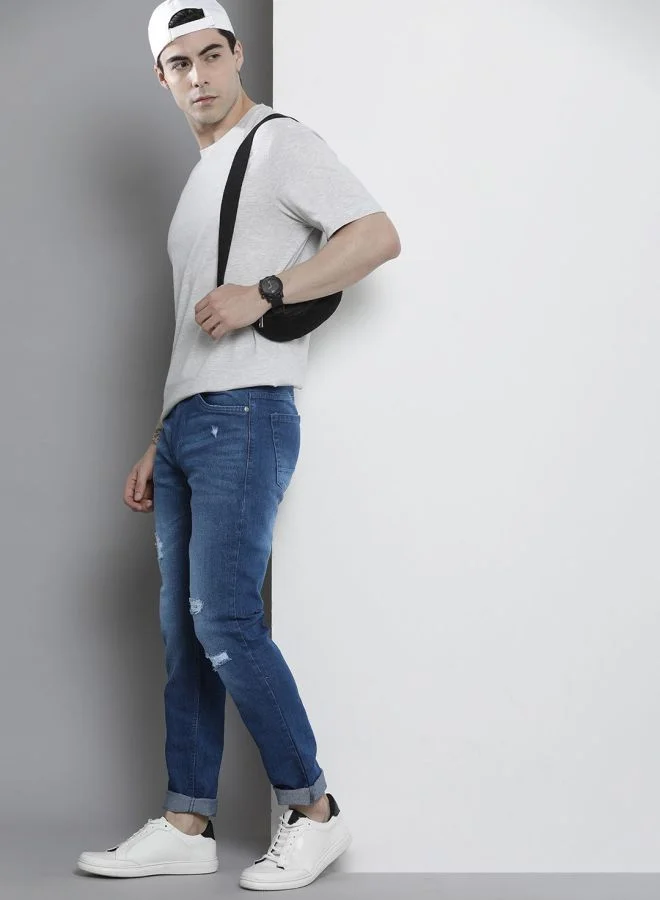 شركة المرآب الهندية Men Slim Fit Solid Mid-Rise Stretchable Jeans