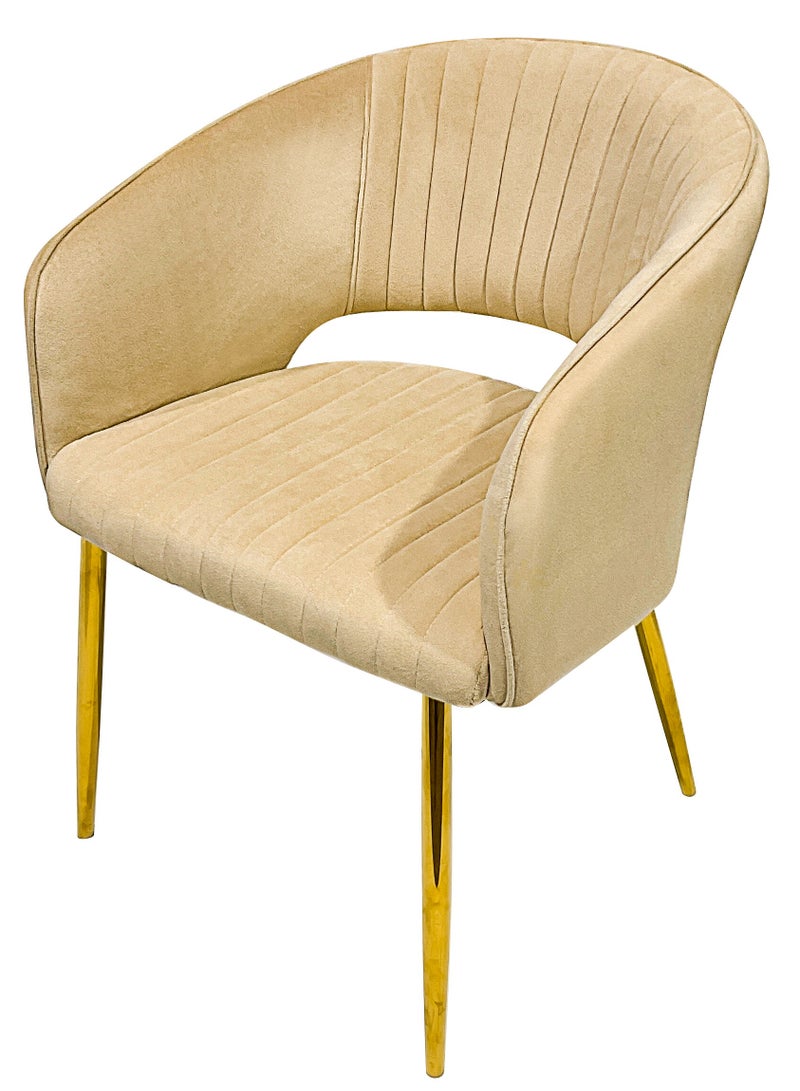 MAPLE HOME DECORATION Maple Home Modern Velvet Dining Chairs Upholstered Chairs with Hollow Back Gold Legs Accent Armrest Kitchen Living Room Furniture  - Image 1