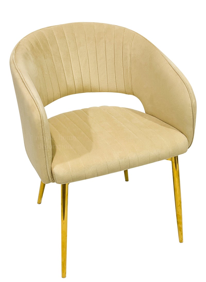 MAPLE HOME DECORATION Maple Home Modern Velvet Dining Chairs Upholstered Chairs with Hollow Back Gold Legs Accent Armrest Kitchen Living Room Furniture  - Image 3