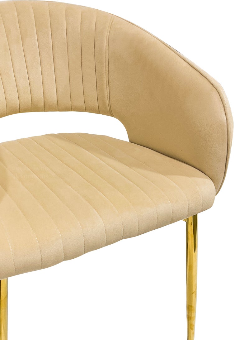 MAPLE HOME DECORATION Maple Home Modern Velvet Dining Chairs Upholstered Chairs with Hollow Back Gold Legs Accent Armrest Kitchen Living Room Furniture  - Image 5