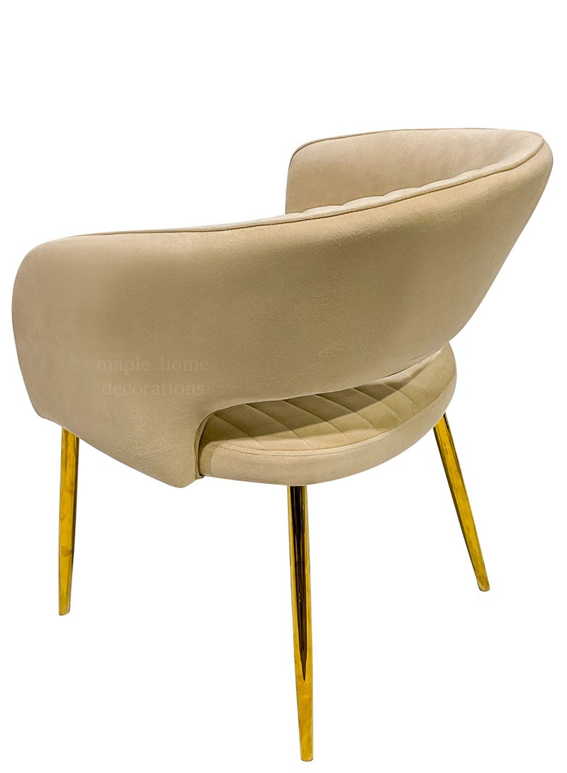 MAPLE HOME DECORATION Maple Home Modern Velvet Dining Chairs Upholstered Chairs with Hollow Back Gold Legs Accent Armrest Kitchen Living Room Furniture  - Image 4