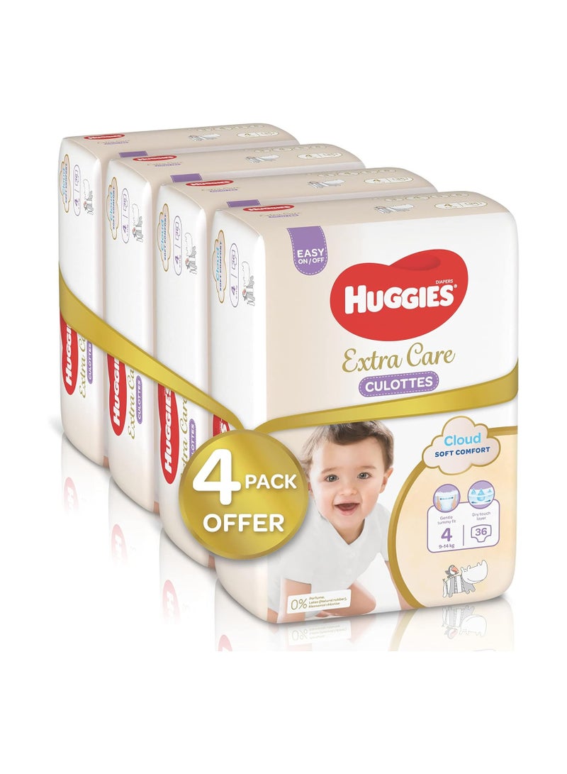 HUGGIES Extra Care Culottes, Size 4, 9-14 kg, Super Mega Pack, 144 Diaper Pants - Image 3