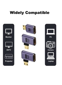 Excefore Mini HDMI to HDMI Adapter 8K, 3 Pcs 90 Degree Left and Right Angle Mini HDMI Male to HDMI Female Adapter, 48Gbps Mini HDMI Adapter, for Camera, HDTV, Projector, Laptop and Tablet  - Image 3