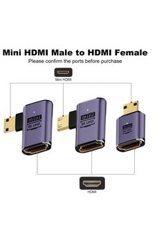 Excefore Mini HDMI to HDMI Adapter 8K, 3 Pcs 90 Degree Left and Right Angle Mini HDMI Male to HDMI Female Adapter, 48Gbps Mini HDMI Adapter, for Camera, HDTV, Projector, Laptop and Tablet  - Image 2