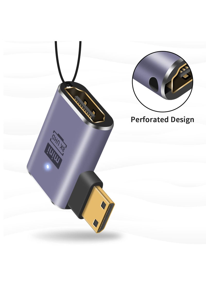 Excefore Mini HDMI to HDMI Adapter 8K, 3 Pcs 90 Degree Left and Right Angle Mini HDMI Male to HDMI Female Adapter, 48Gbps Mini HDMI Adapter, for Camera, HDTV, Projector, Laptop and Tablet  - Image 4