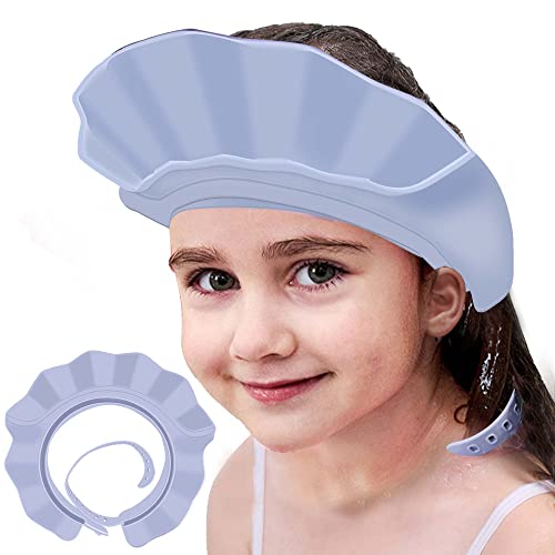 KOMIDK Baby Kids Shower Cap Shampoo Bath Bathing Hat Silicone Adjustable Washing Hair Shower Bathing Protection Shower Cap for Toddler, Baby, Kid, Children (Blue) - Image 1