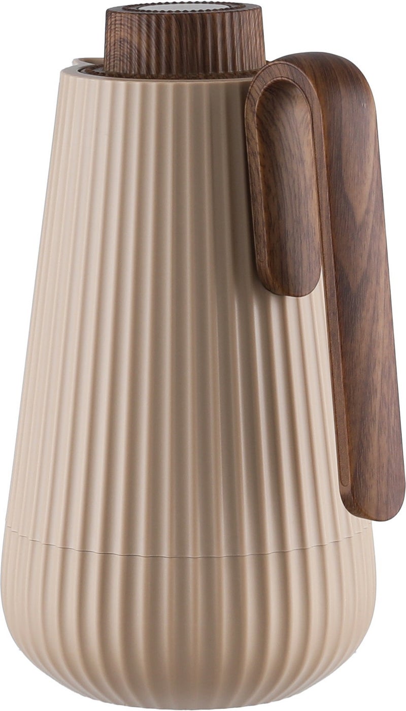 Glory Sumo Thermos, 1 liter, wooden handle, glass interior, pusher - light wood brown - Image 4