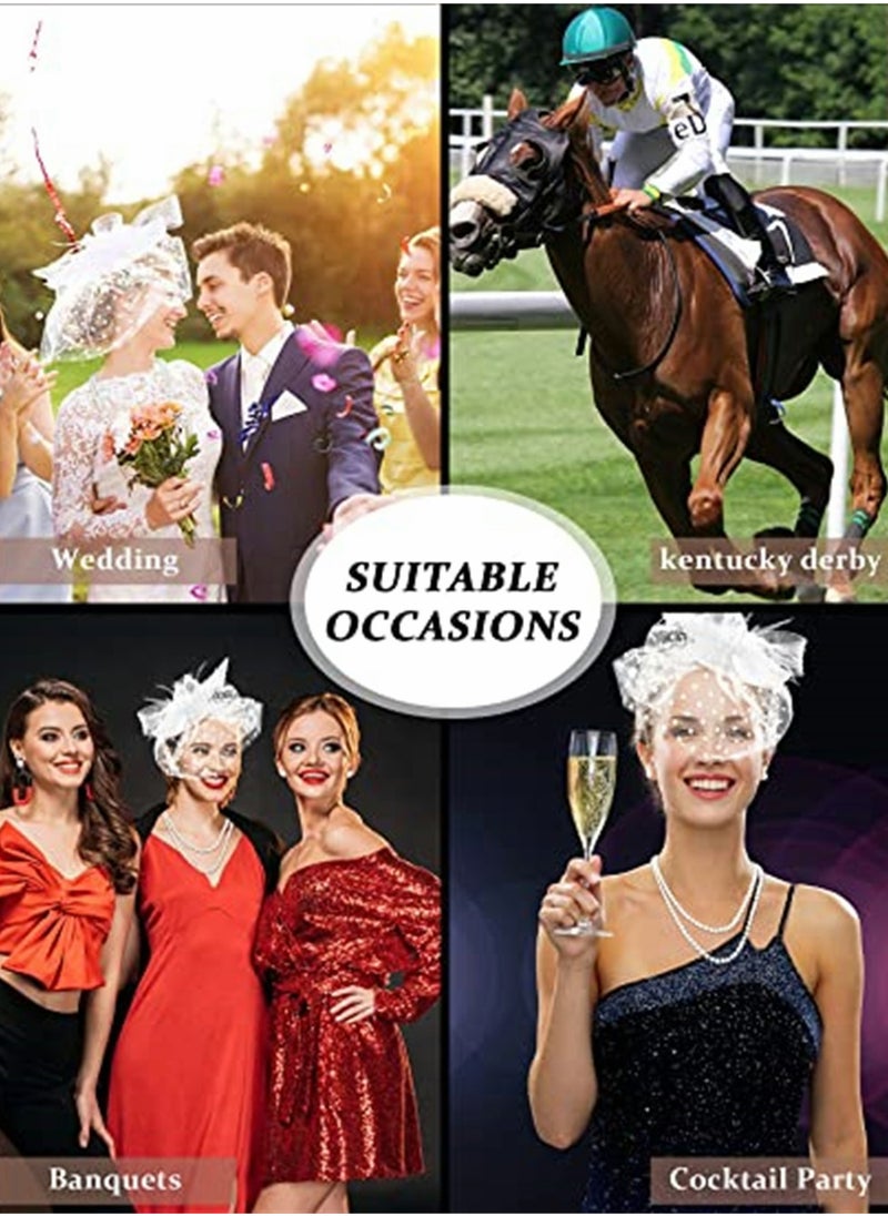 Generic - Stylish Fascinator Hat with Veil and Lace Gloves Ideal for Weddings Tea Parties and Special Events for Girls - Image 1