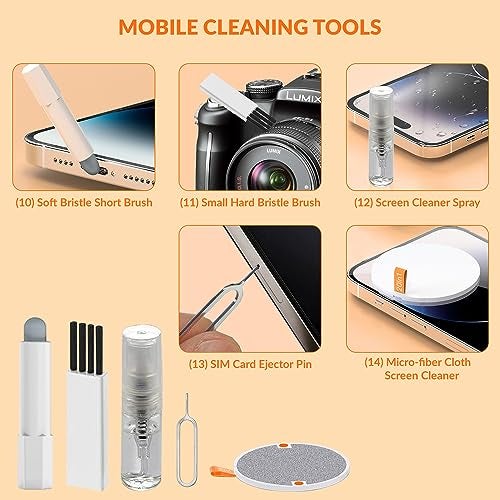 Tukzer Laptop Screen Keyboard Cleaner Kit, 20-in-1 Electronic Gadget Cleaning Tool, 2.5ml Mist Spray, Pen Brush, Air Blower| for MacBook, iPad iPhone Smartphone Tablet, PC Computer, DSLR Camera Lens - Image 5