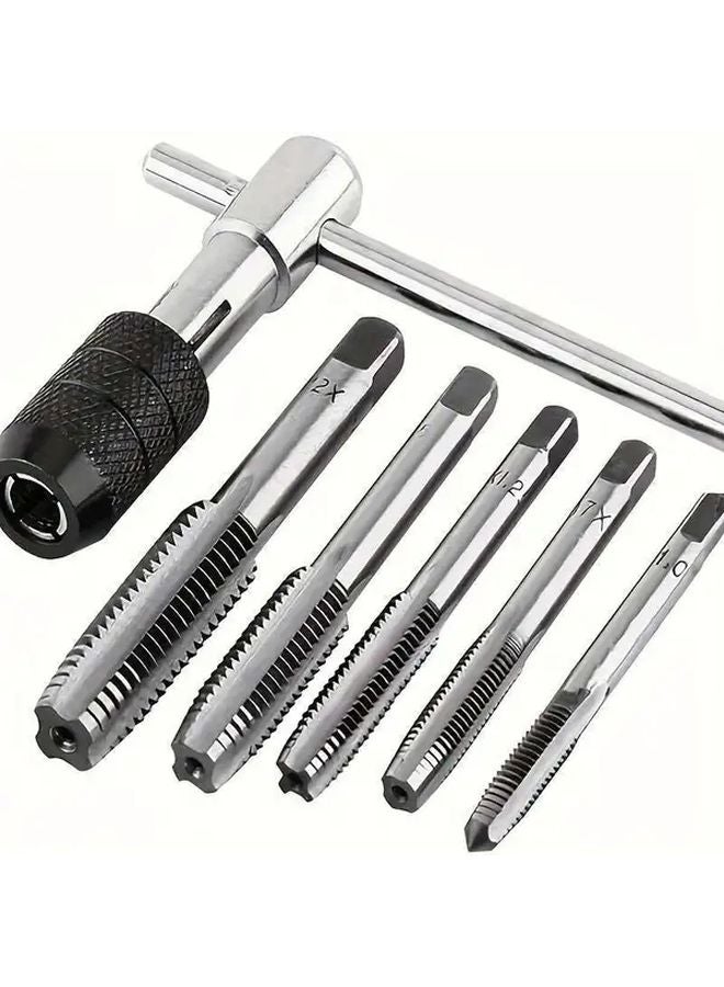 5Pcs Stainless Steel Tap and Die Set with Chrome Plated Wrench for Metal Repair DIY - Image 2