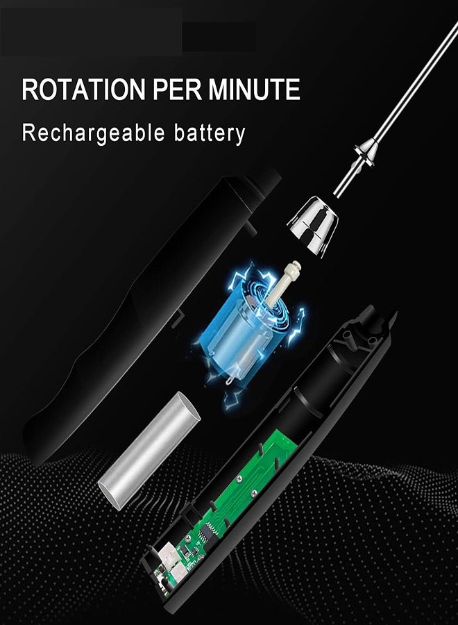 Tornado Keratiner All-metal body texture Rechargeable Milk Frother Handheld Milk Foamer Electric Portable Handy Drink Mixer Coffee Blender USB Whisk Mixer for Latte, Matcha Tea, Cappuccino, Hot Chocolate - Image 4