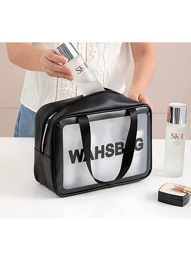 HIMART Hanging Toiletry Bag, Clear Toiletry Carry Pouch, Waterproof Toiletry Travel Bag for Men and Women, Cosmetic Makeup Bag, Toiletry Storage Bag Travel Cosmetic Bag. (Black) - Image 2