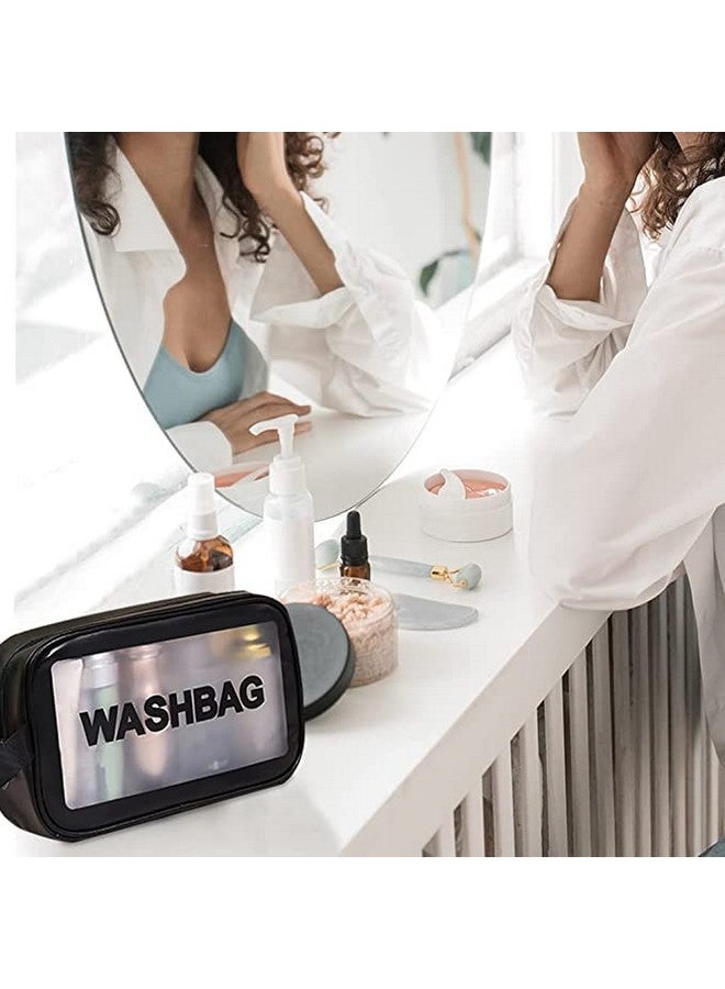 HIMART Hanging Toiletry Bag, Clear Toiletry Carry Pouch, Waterproof Toiletry Travel Bag for Men and Women, Cosmetic Makeup Bag, Toiletry Storage Bag Travel Cosmetic Bag. (Black) - Image 3