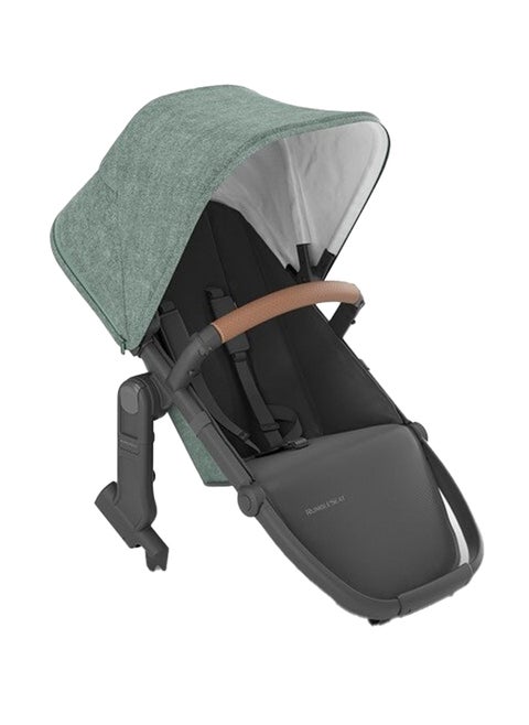 Rumbleseat V2 Multi - Position Stroller Seat – Gwen – Green Melange With Carbon Frame And Saddle Leather – Multiple Recline Options, Upf 50+ Canopy, Harness