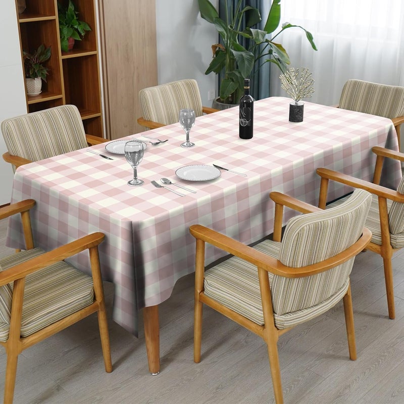 Casableu Spring Gallery Big Checkn 6 Seater Table Cloth DustProof Table Cover for Dinning Tabletop Decoration Size 50x72 Inches Cavern Pink - Image 2