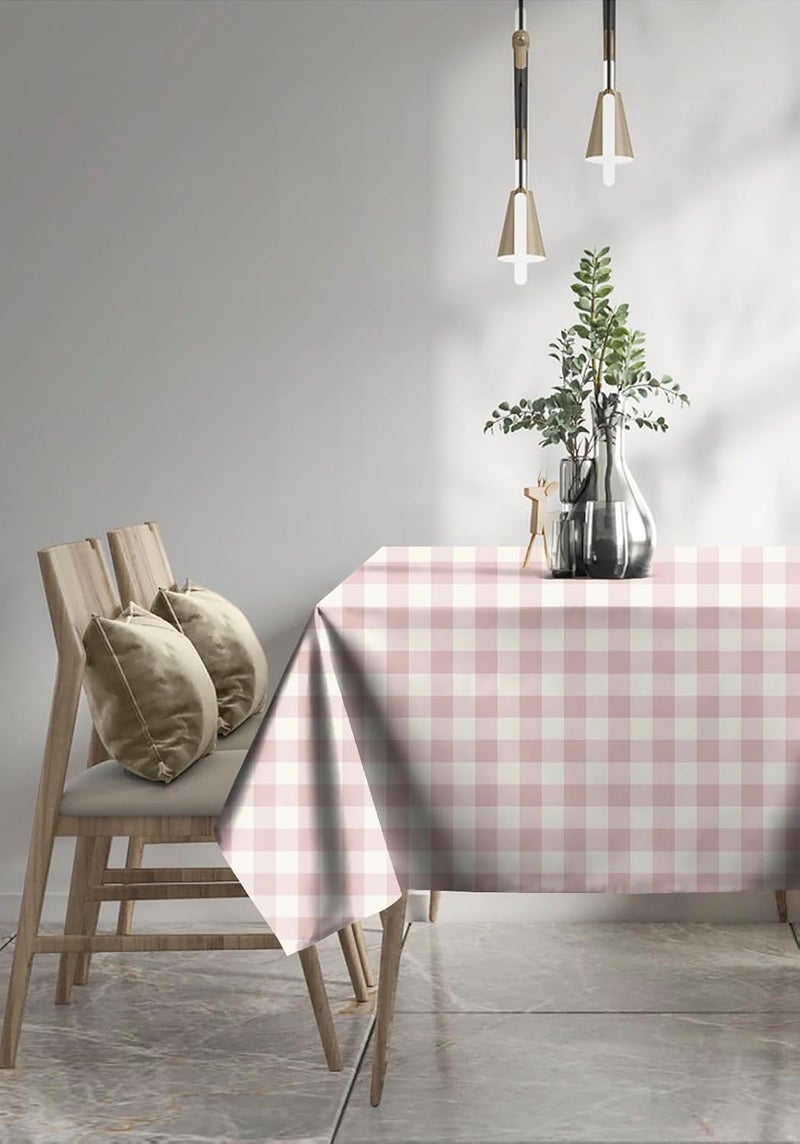 Casableu Spring Gallery Big Checkn 6 Seater Table Cloth DustProof Table Cover for Dinning Tabletop Decoration Size 50x72 Inches Cavern Pink - Image 1