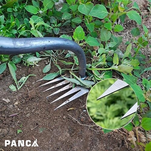 PANCA 6-Claw Weeder Hand Tool for Gardening | 40cm Heavy-Duty Steel Weed Puller with Rubber Grip Handle | Manual Lawn Weeding Tool for Garden, Farm & Plant Pots | Soil Digger & Grass Remover - Image 2