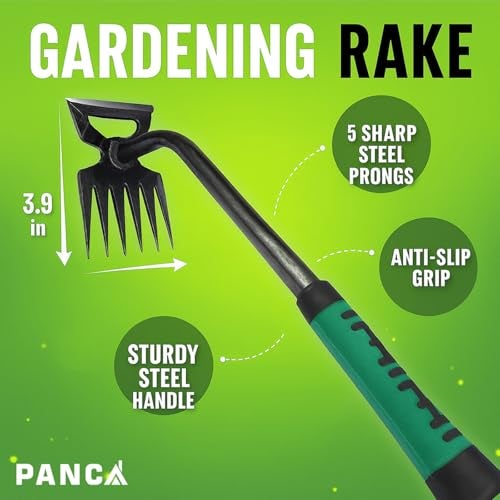 PANCA 6-Claw Weeder Hand Tool for Gardening | 40cm Heavy-Duty Steel Weed Puller with Rubber Grip Handle | Manual Lawn Weeding Tool for Garden, Farm & Plant Pots | Soil Digger & Grass Remover - Image 3