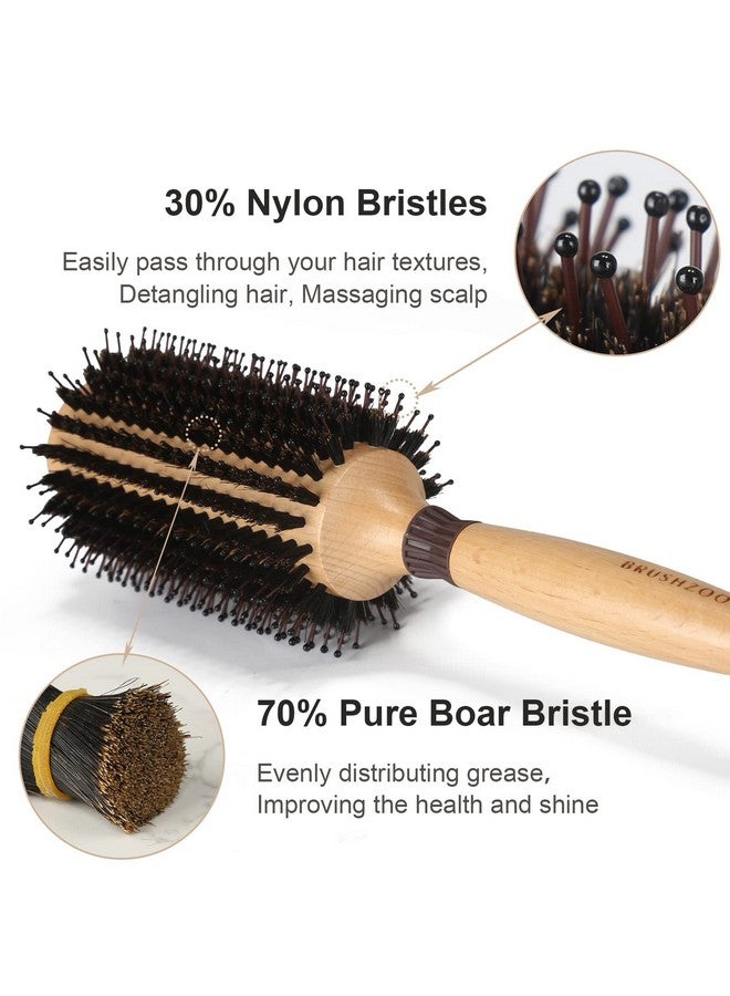 او بروشزوو فرشاة O BRUSHZOO المستديرة لتجفيف الشعر، فرشاة شعر للنساء والرجال لتصفيف الشعر وتجعيده وفرد الشعر، فرشاة خشبية مستديرة AddShine Volume (2.2 بوصة) - Image 2