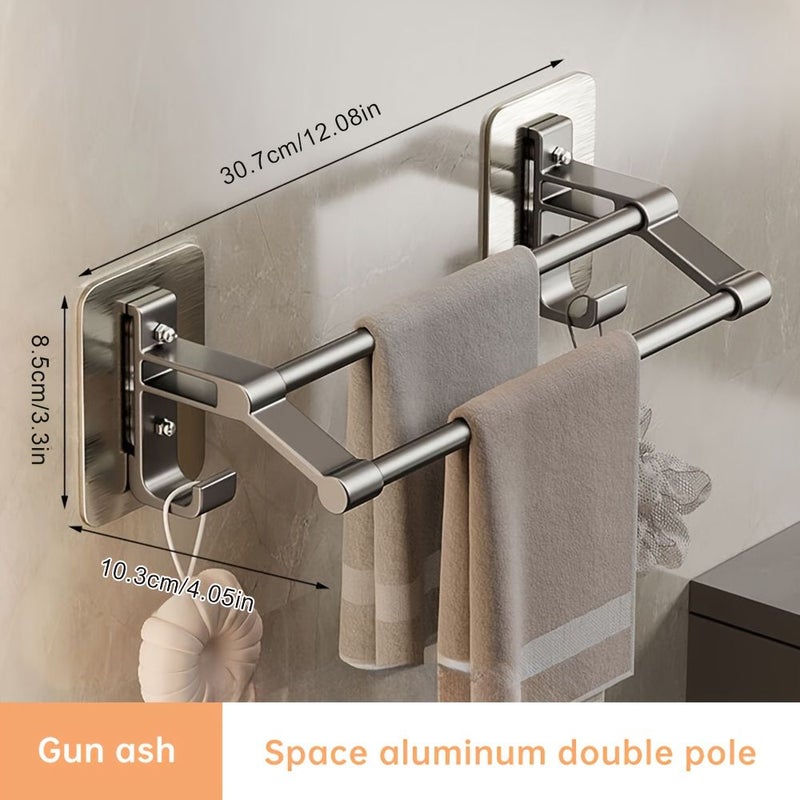 Gun Grey Double Towel Bar 27.56 Inch Wall Mounted Bathroom Towel Rack Storage Organizer - Image 5