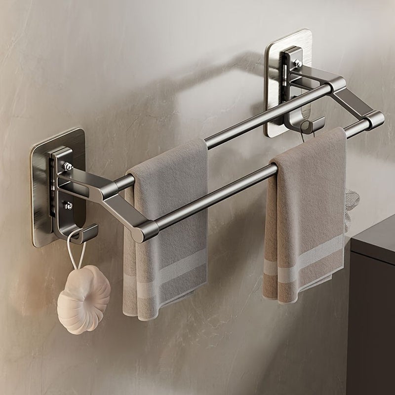 Gun Grey Double Towel Bar 27.56 Inch Wall Mounted Bathroom Towel Rack Storage Organizer - Image 4