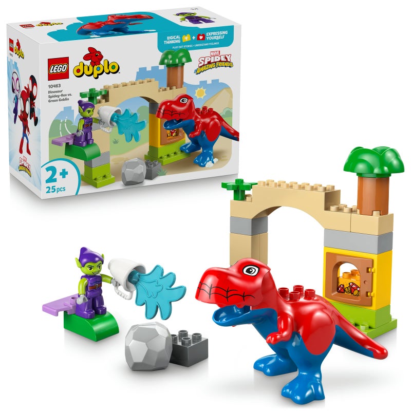 LEGO DUPLO Marvel Spidey and His Amazing Friends Dinosaur Spidey-Rex vs. Green Goblin 10463 Building Toy Set (25 Pieces)