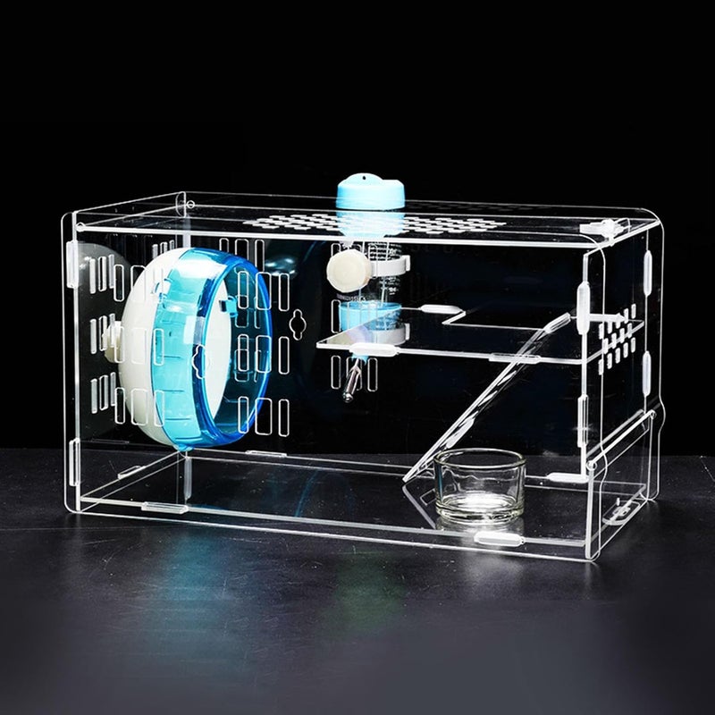 Hamster Cage Acrylic Clear with Silent Exercise Wheel, Small Animal Cage for Little Hamster - Transparent Design, Spacious Layout, Quiet Environment for Pets - Image 2