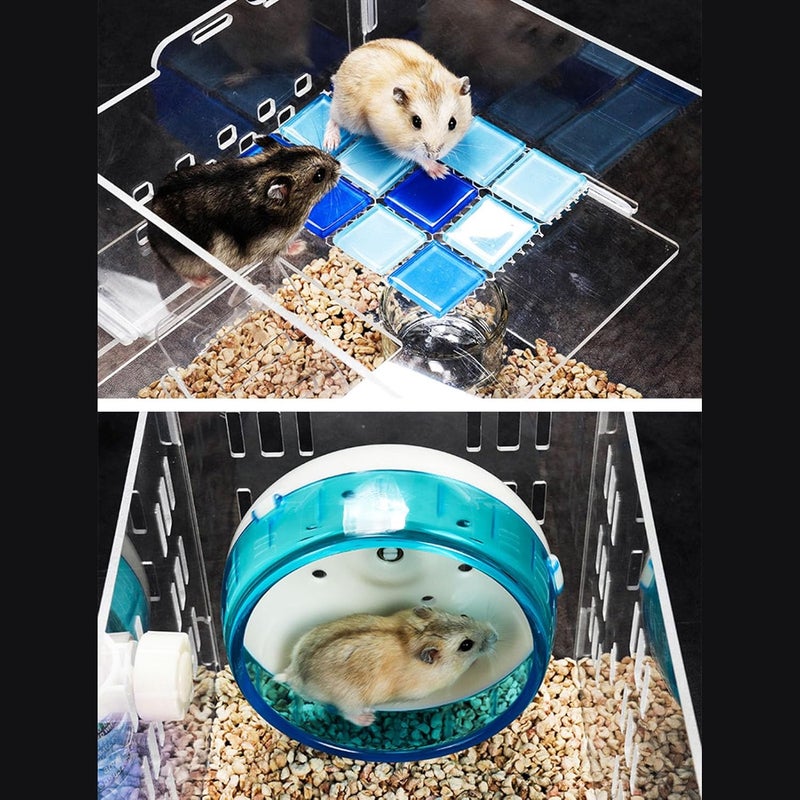 Hamster Cage Acrylic Clear with Silent Exercise Wheel, Small Animal Cage for Little Hamster - Transparent Design, Spacious Layout, Quiet Environment for Pets - Image 4