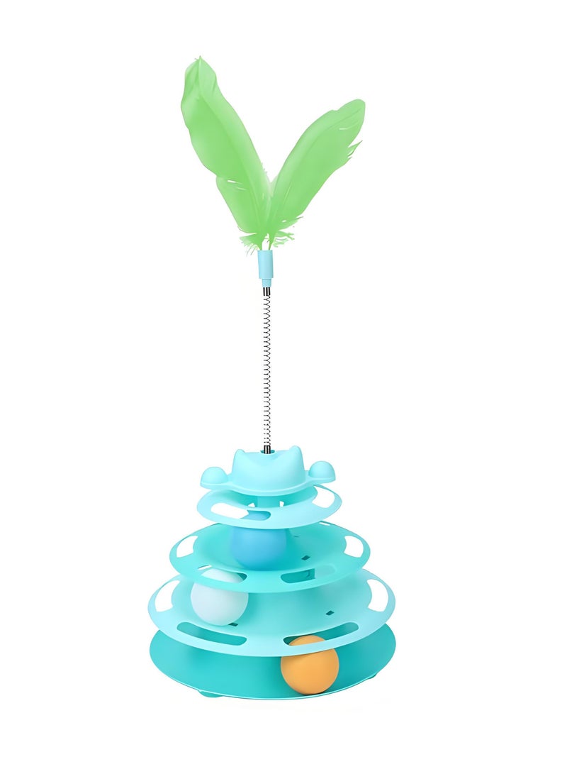 العاب قطط - العاب قطط تفاعلية ألغاز للقطط المنزلية، برج قطط مع عصي لعب ومسار كرات - Image 1