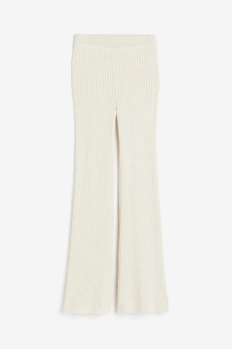H&M Flared Rib-Knit Trousers