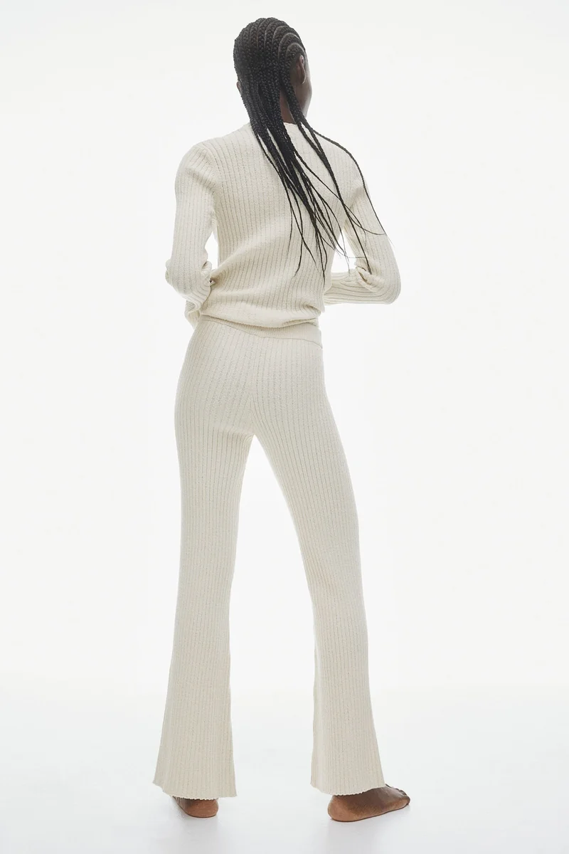 H&M Flared Rib-Knit Trousers